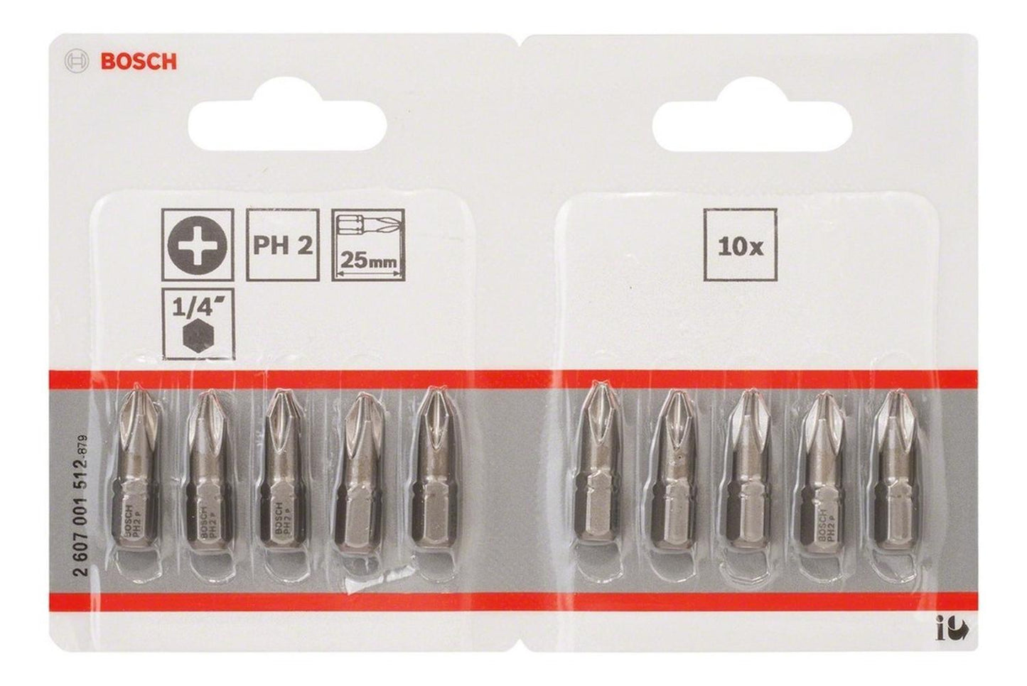 10 Puntas Para Atornillar Extra Hard Bosch Ph2 25mm - Herram.cl
