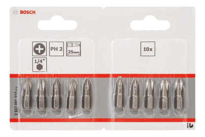 10 Puntas Para Atornillar Extra Hard Bosch Ph2 25mm - Herram.cl