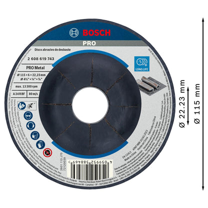 Pack 10 Discos De Desbaste Metal 4 1/2'' x 6,0mm - Bosch - Herram.cl