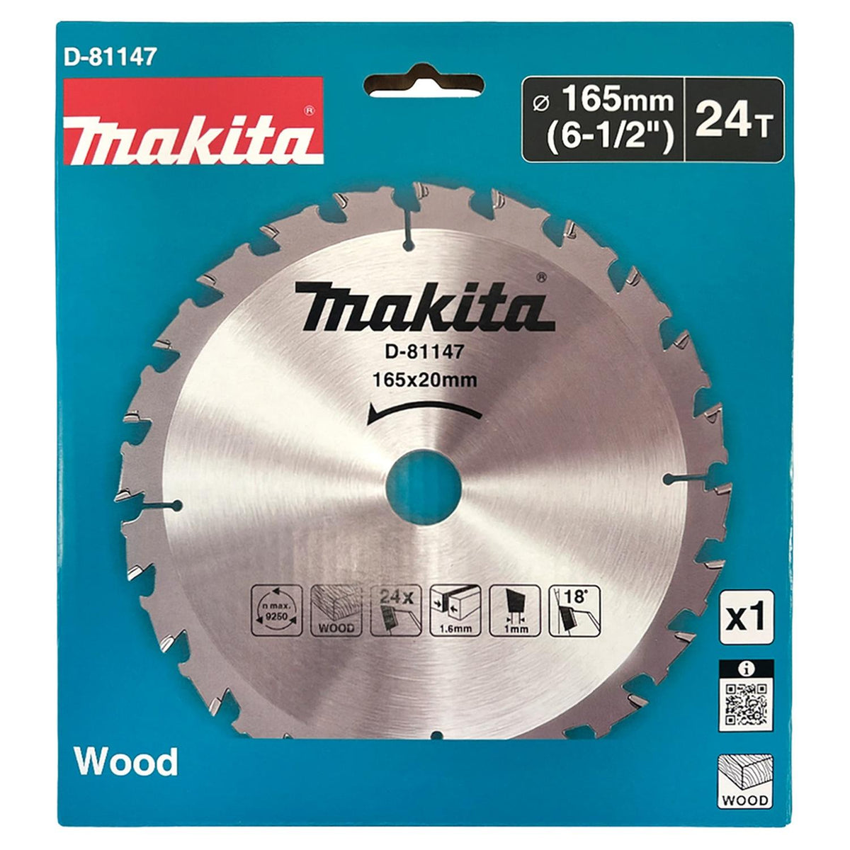 Disco Sierra Circular 6-1/2'' Eje 20mm 24 D Madera - Makita - Herram.cl