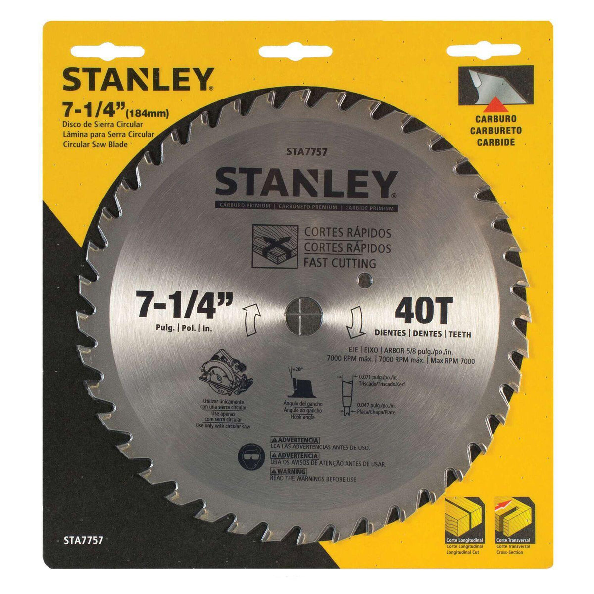 Disco Sierra Madera 7-1/4'' 40D Stanley STA7757 - Herram.cl