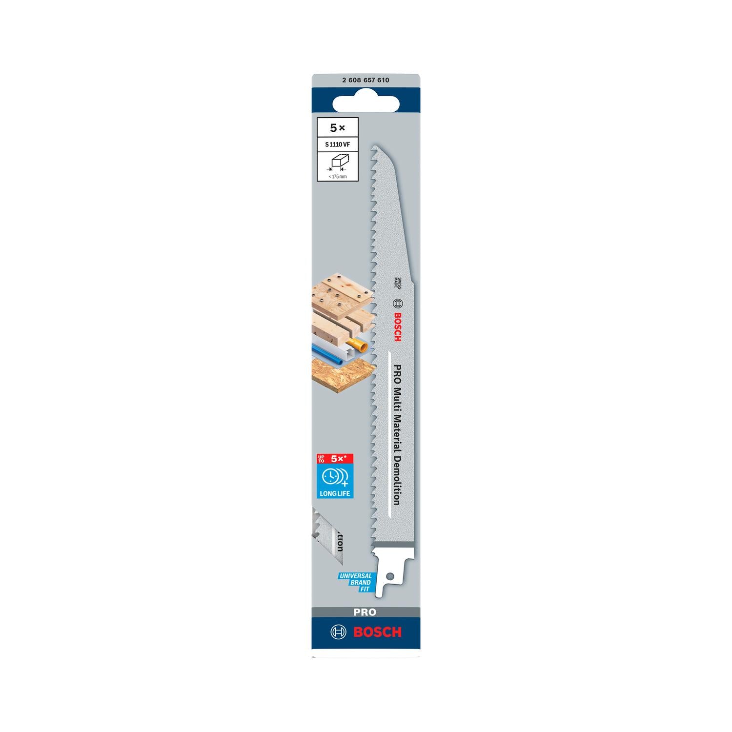 Hoja Sierra Sable PRO Multi Material 225mm 5 Pzas - Bosch - Herram.cl