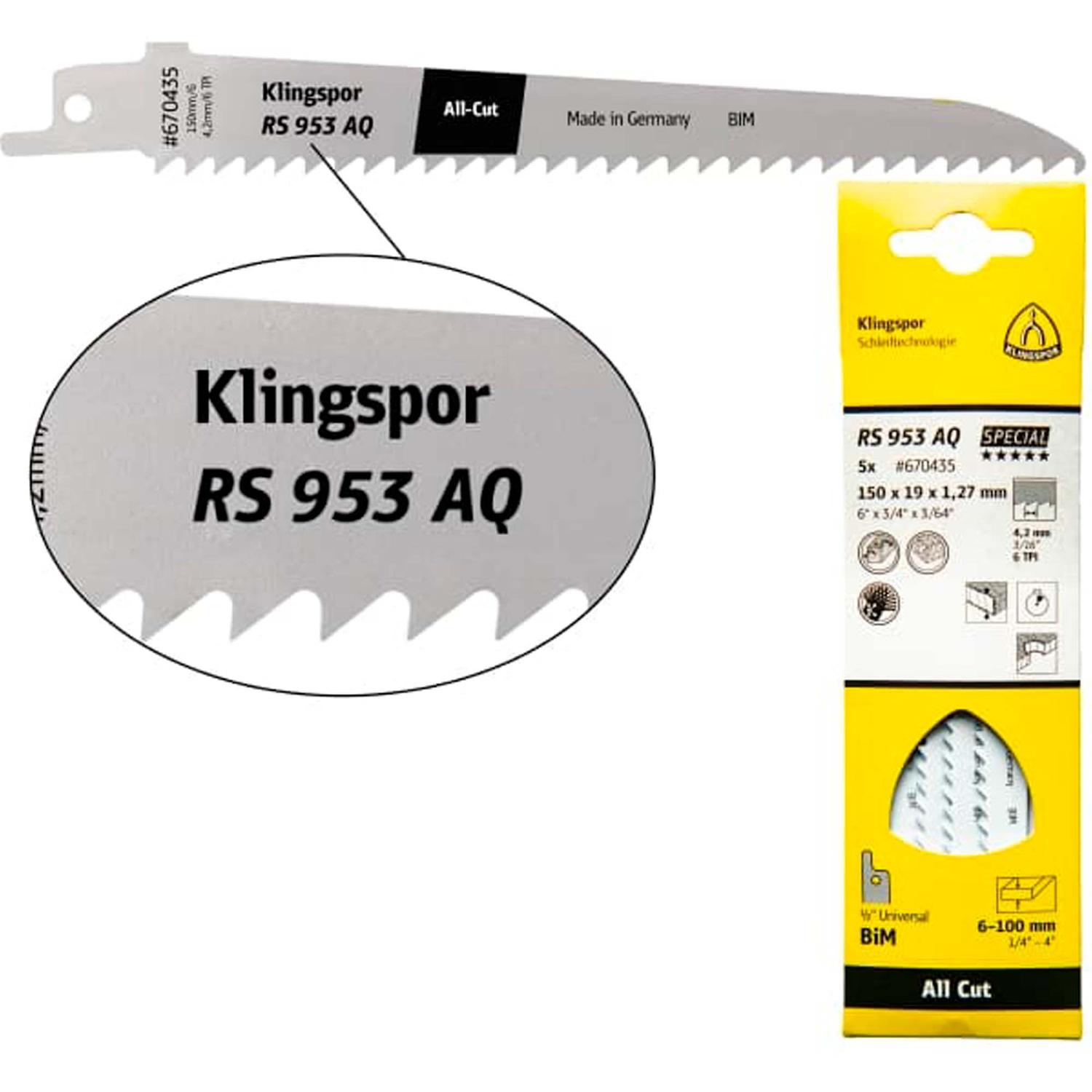 Hoja de Sierra Sable RS953 AQ All - CUT 230mm 5 Pzas - Klingspor - Herram.cl