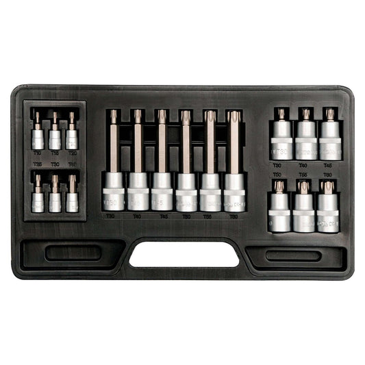 Juego Dados Con Punta Torx 1/4'' Y 1/2'' 18 Pzas - Yato - Herram.cl