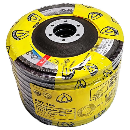 Pack 10 Discos Flap SMT 104 Inox 4 - 1/2'' Curvo - Klingspor - Herram.cl