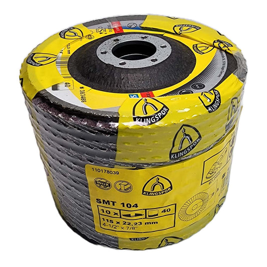 Pack 10 Discos Flap SMT 104 Inox 4 - 1/2'' Curvo - Klingspor - Herram.cl