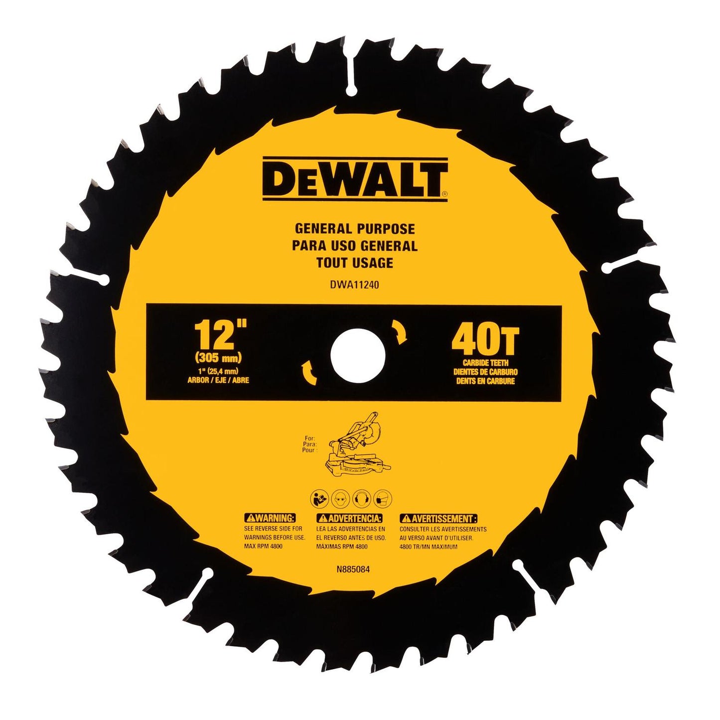 Disco De Sierra 12'' Eje 1'' 40 D Uso General - DeWALT - Herram.cl