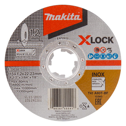 Pack 10 Discos Corte Acero Inox X - Lock 4 1/2'' 1,2mm - Makita - Herram.cl