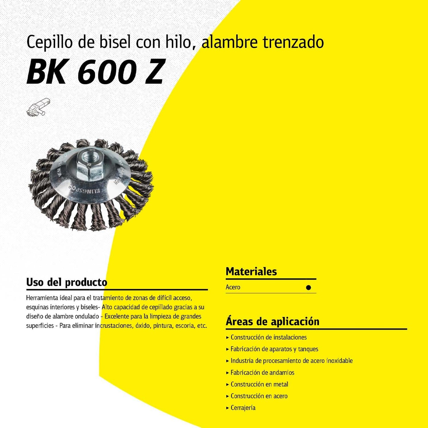 Grata Cónica Trenzada BK600ZA 100mm / M14 - Klingspor - Herram.cl