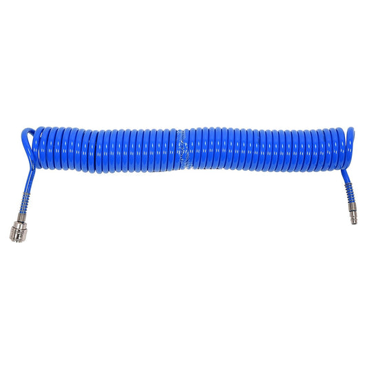 Manguera Espiral YATO Neumática PU 6.5x10mm 15m Azul c/Acoples - Herram.cl