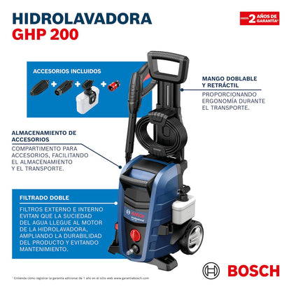 Hidrolavadora GHP 200 | 1.700 W | 138 Bar | 6m - Bosch - Herram.cl