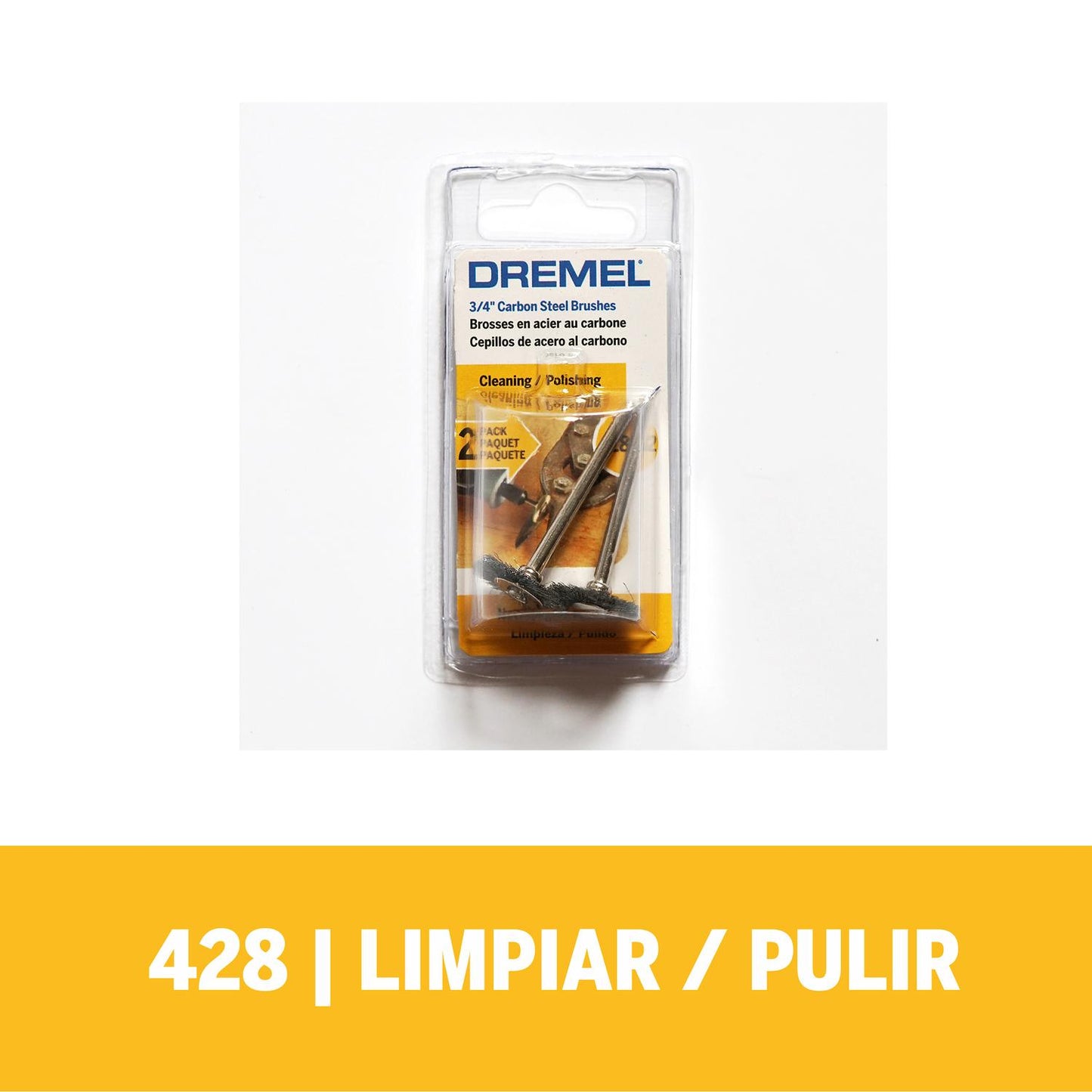 Cepillo de Acero al Carbono 19,1mm (428) 2 Pzas - Dremel - Herram.cl