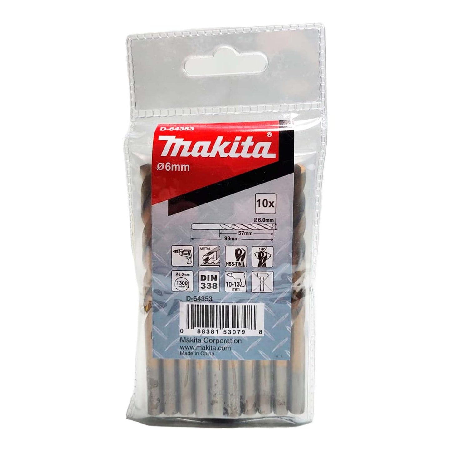Brocas Metal HSS - TiN 6x93mm 10 Pzas - Makita - Herram.cl