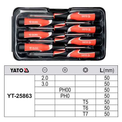 Set Destornilladores De Precision 7 Pzas YT - 25863 - Yato - Herram.cl
