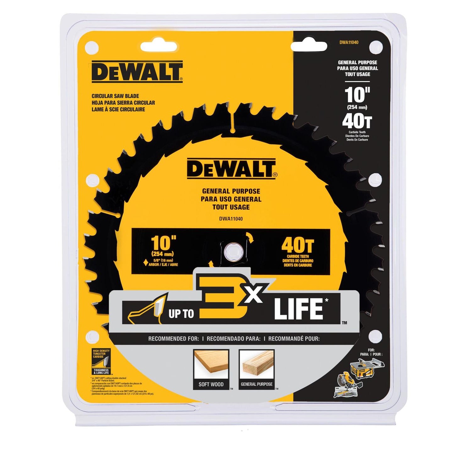 Disco De Sierra 10'' Eje 5/8'' 40 D (Uso General) - DeWalt - Herram.cl