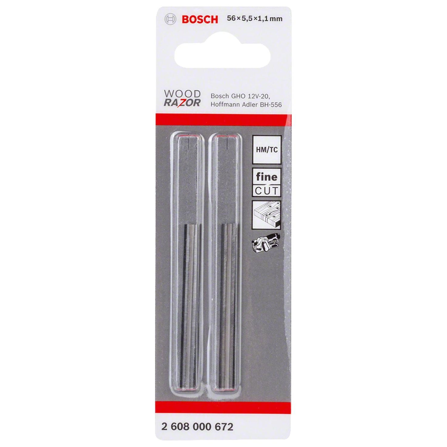 2 Cuchillas Para Mini Cepilladora 56x5,5x1,1mm - Bosch - Herram.cl