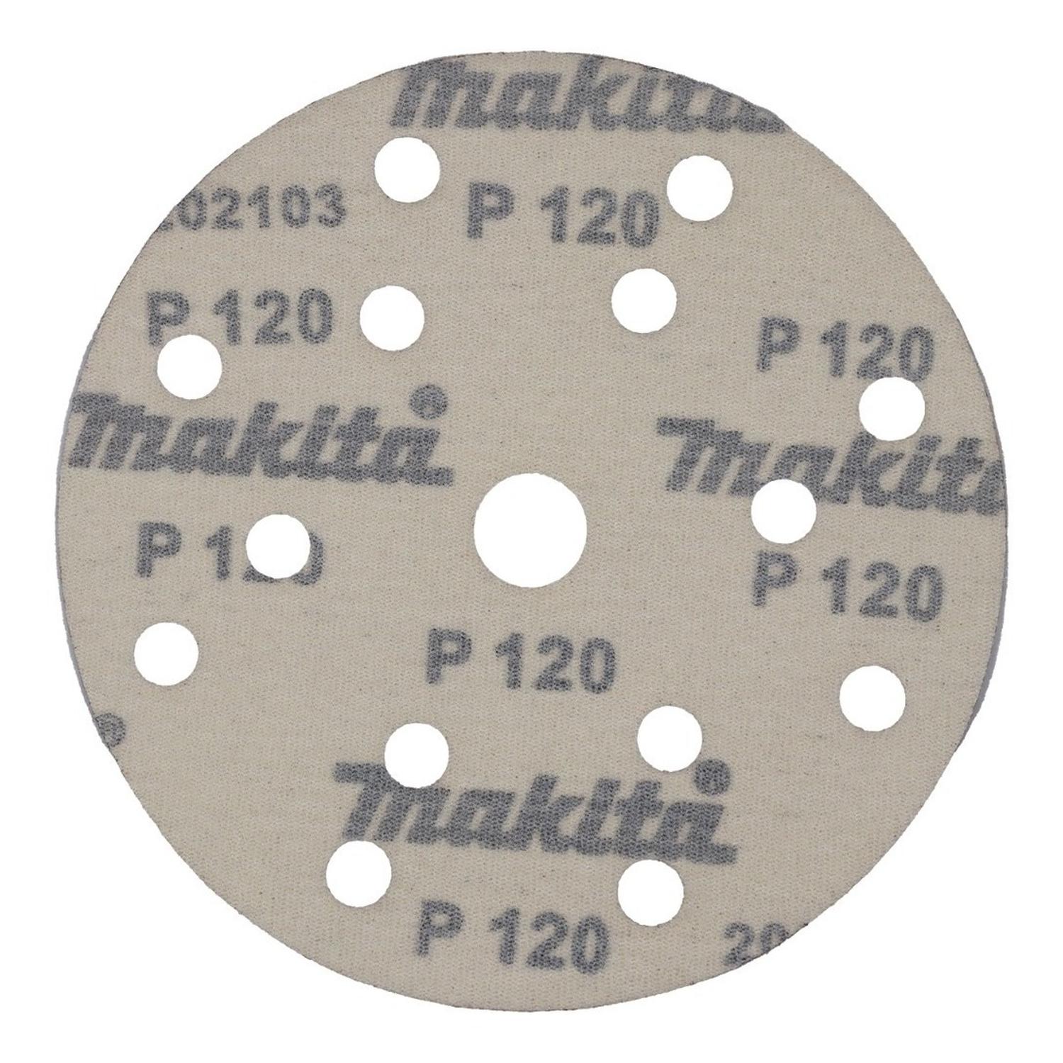 Pack 10 Discos Lija Con Velcro 150mm (6'') G120 - Makita - Herram.cl
