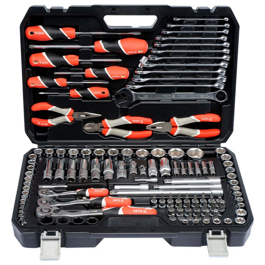 Juego de dados 1/4'';3/8'';1/2'' y herramientas 129 Pzs Yato - Herram.cl