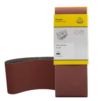 Pack 3 Lijas de Banda 4''x24'' Madera/Metal - Klingspor - Herram.cl