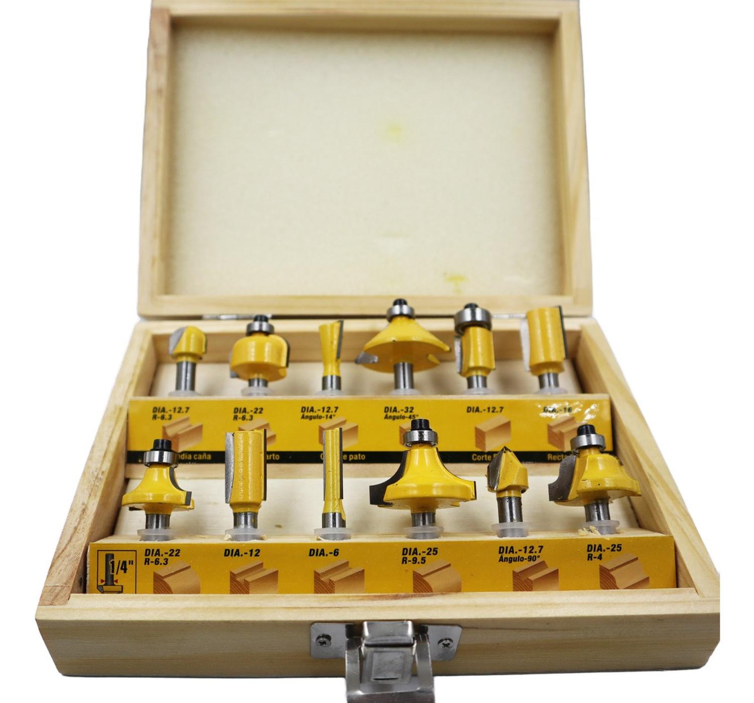 Juego 12 Fresas Para Madera Toma 1/4'' - Uyustools - Herram.cl
