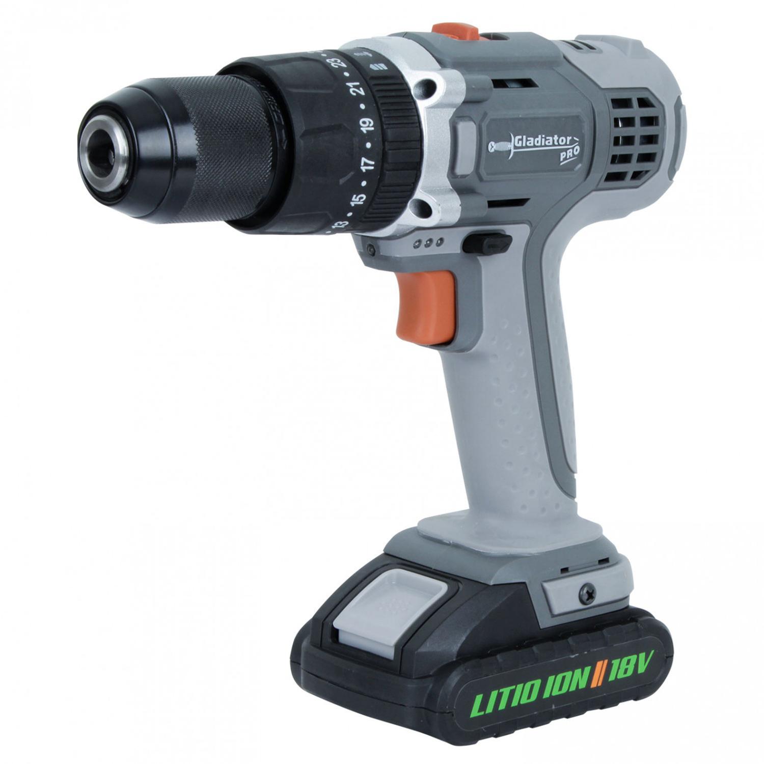 Taladro Percutor Inalámbrico 13mm 18V 2 Bat. - Gladiator - Herram.cl