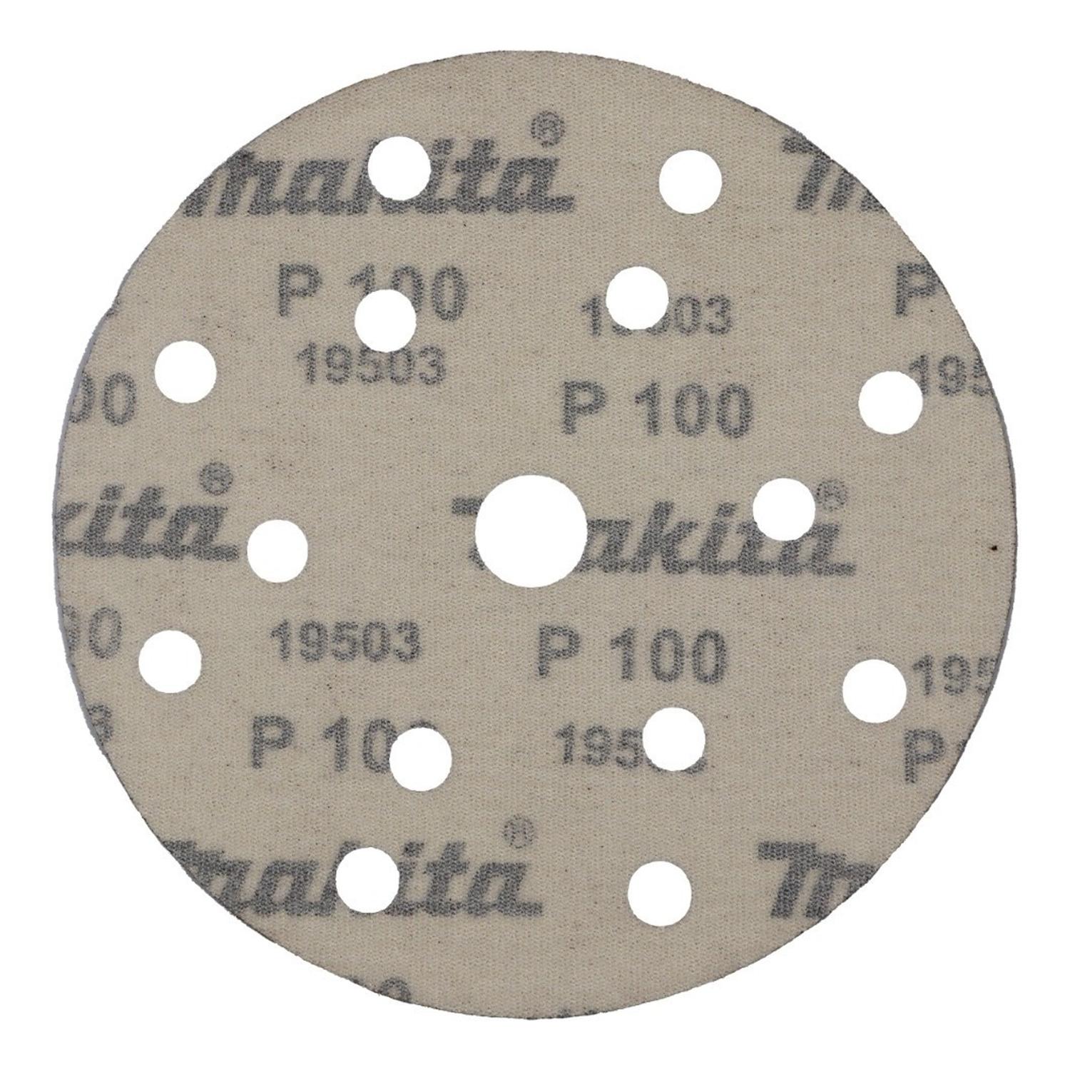 Pack 10 Discos Lija Con Velcro 150mm (6'') G100 - Makita - Herram.cl