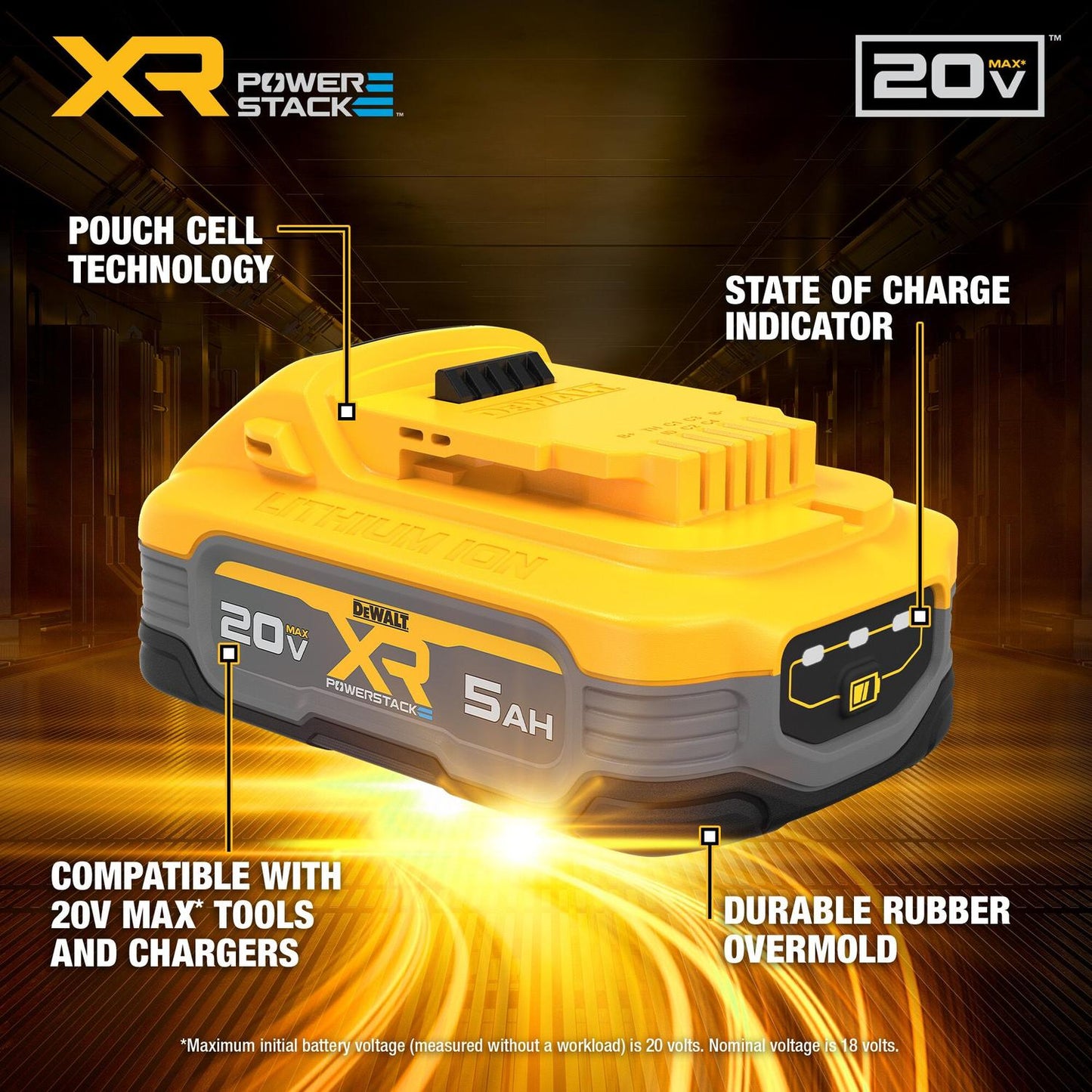 Batería 20V Max. POWERSTACK 5.0 Ah DCBP520 - DeWALT - Herram.cl