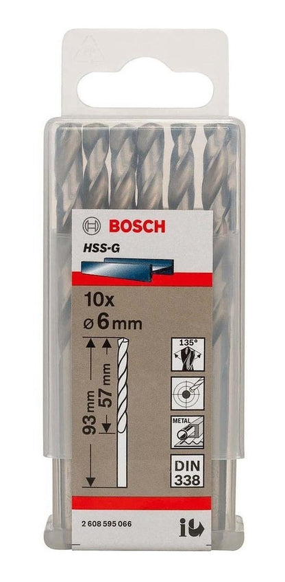 Caja Con 10 Unidades Broca Para Metal Bosch HSS - G 6mm - Herram.cl