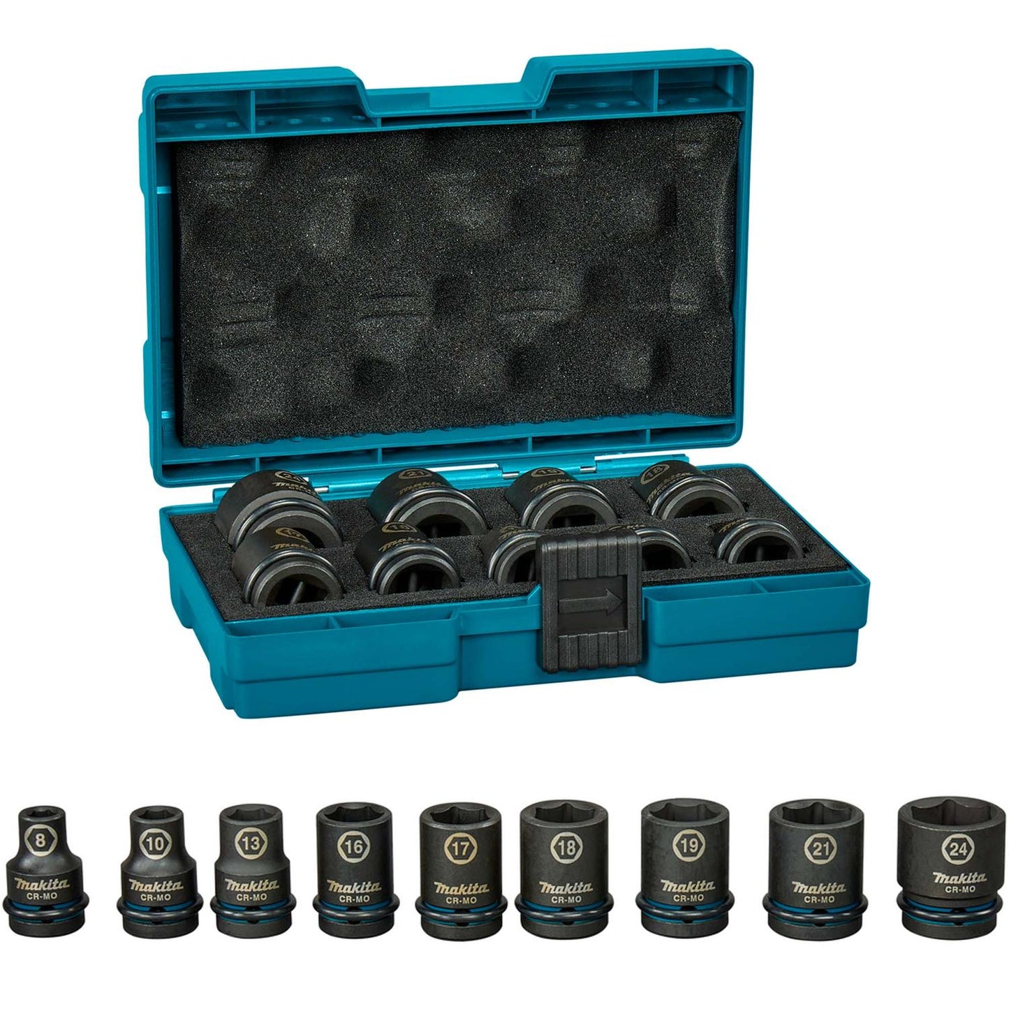Juego Dados Impact Black 1/2'' (8 - 24mm) 9 Pzas - Makita - Herram.cl