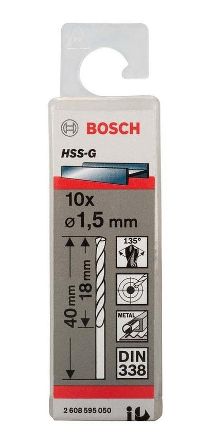Pack 10 Brocas Para Metal HSS - G 1,5mm - Bosch - Herram.cl