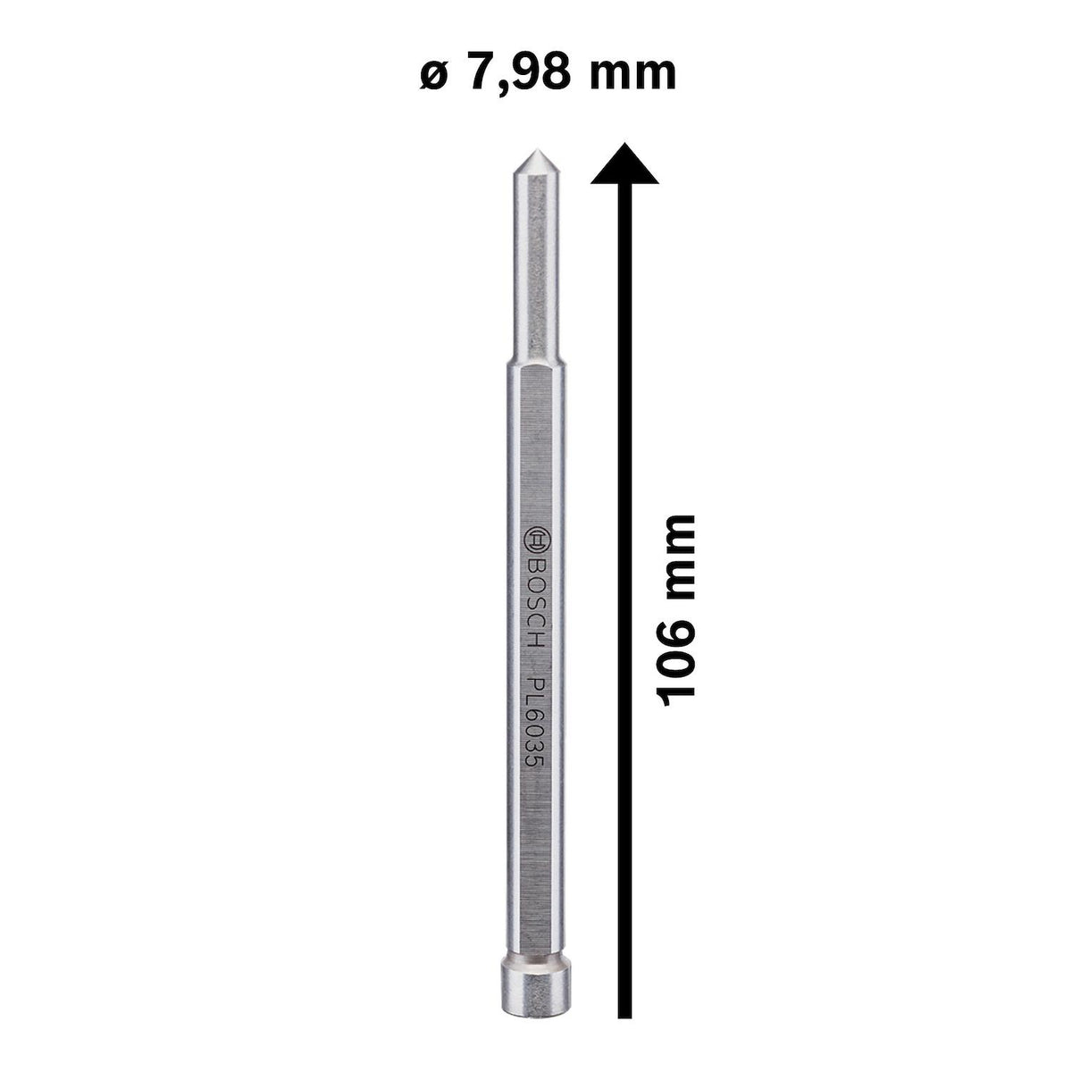 Pin Guía Bosch 8x106mm para Brocas Anulares TCT ø17-50x50mm - Herram.cl
