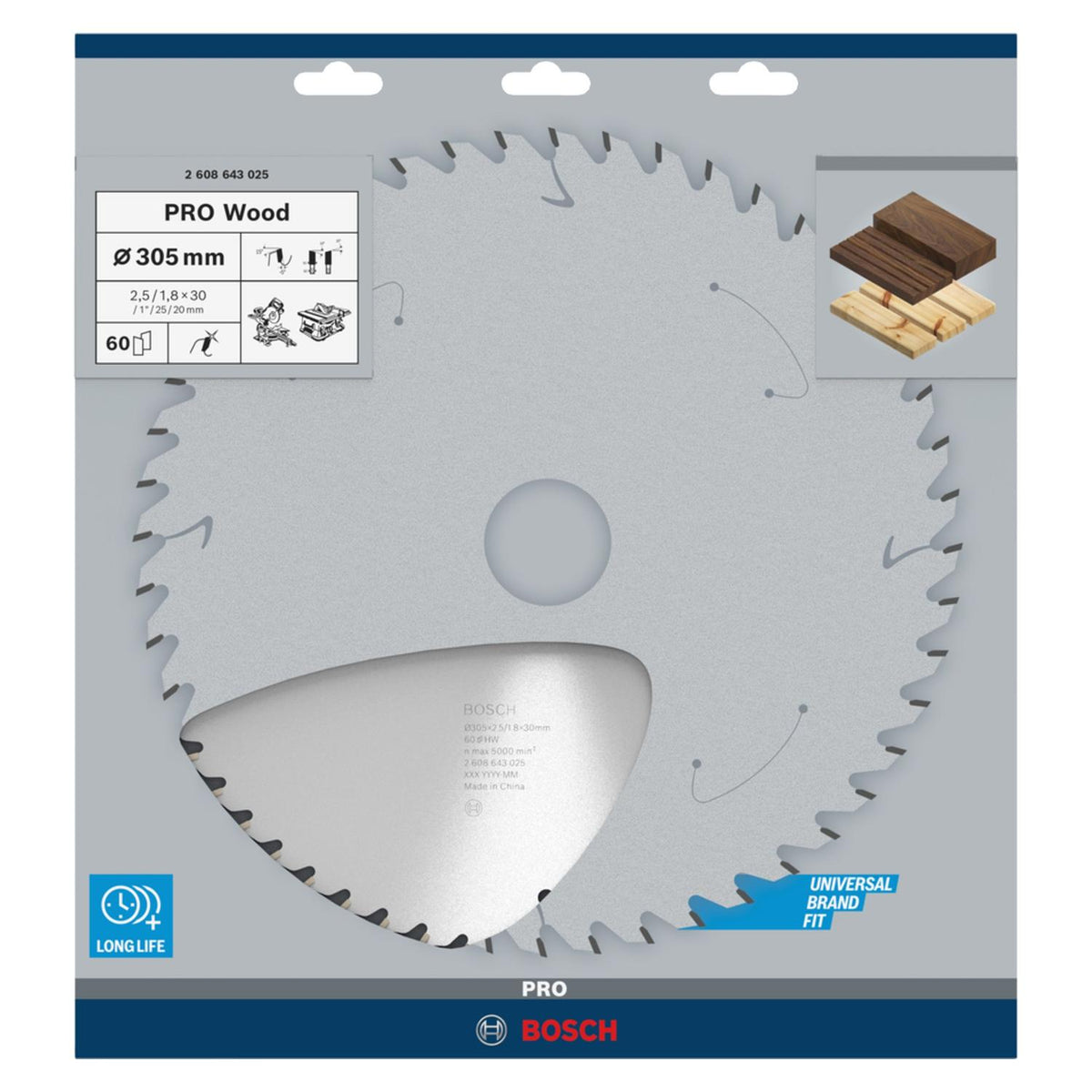 Disco De Sierra Circular PRO Wood 12''x2,5x30mm 60 D - Bosch - Herram.cl
