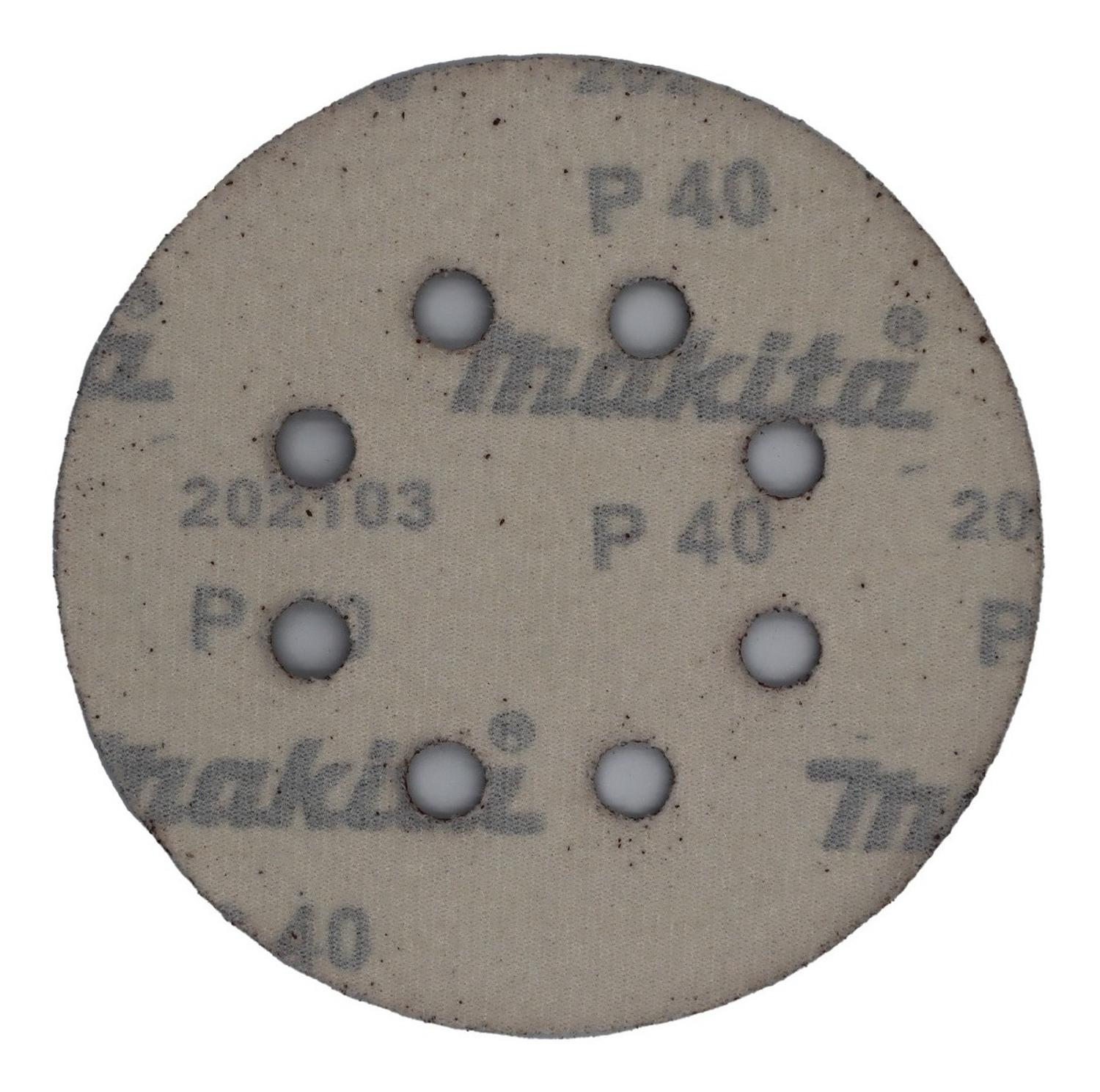 Pack 10 Discos Lija Con Velcro 125mm (5'') G40 - Makita - Herram.cl