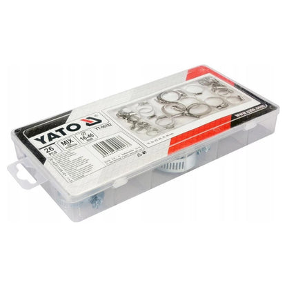 Set 26 Abrazaderas Sinfín Yato YT-06782 Manguera 16-40mm - Herram.cl