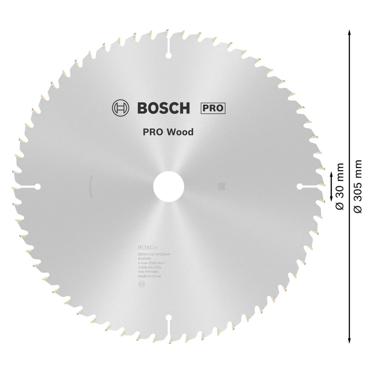 Disco De Sierra Circular PRO Wood 12''x2,5x30mm 60 D - Bosch - Herram.cl