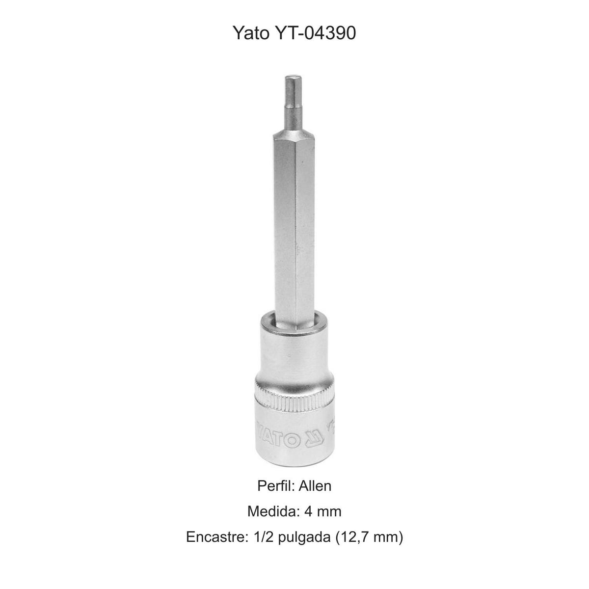 Dado Punta Allen 4 mm 1/2'' 100mm Yato YT-04390 - Herram.cl
