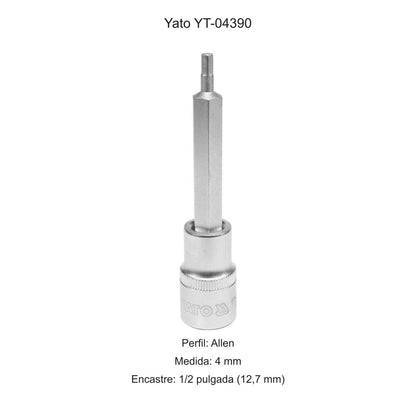 Dado Punta Allen 4 mm 1/2'' 100mm Yato YT-04390 - Herram.cl