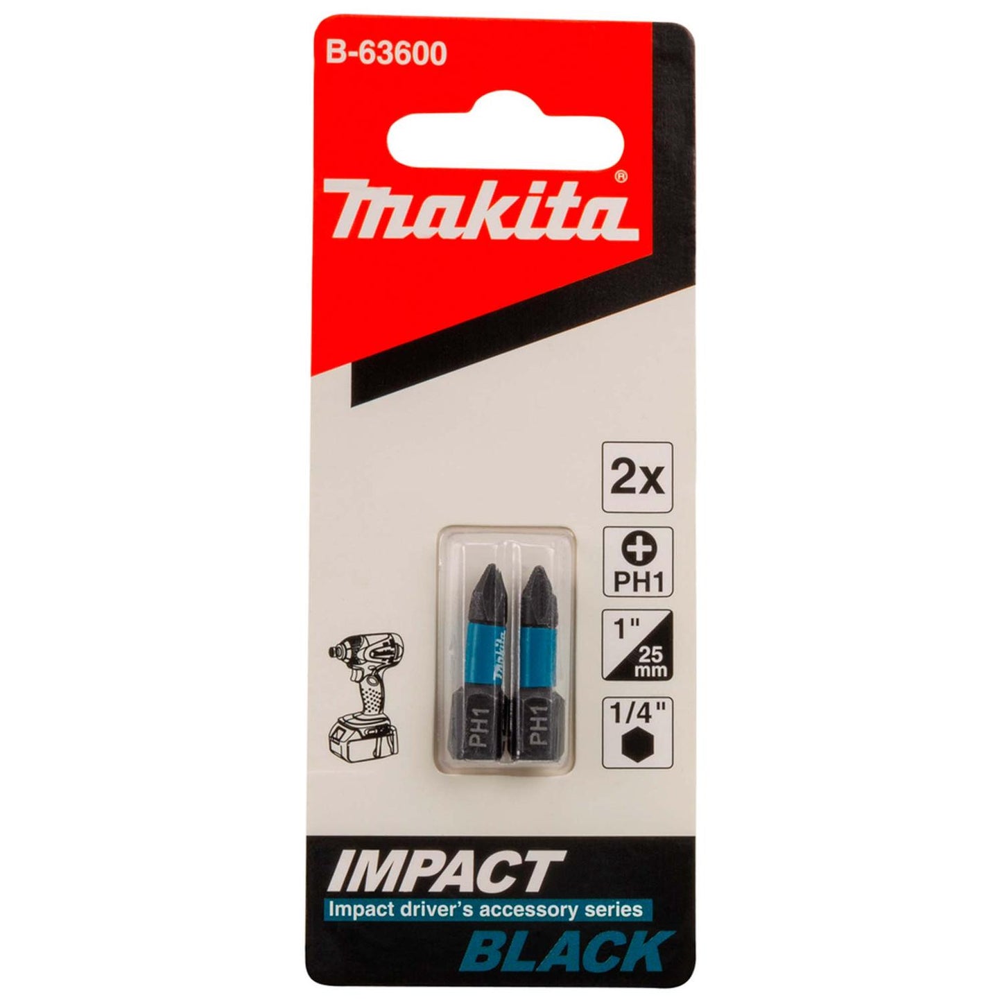 Puntas Impact Black PH1 - 25mm 2 Pzas - Makita - Herram.cl