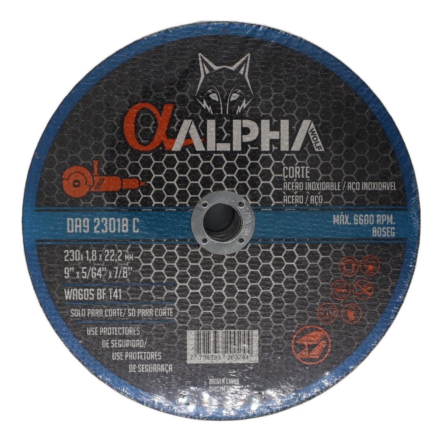 Pack 10 Discos De Corte Inox 9''x1,8x22,2mm - Alpha Pro - Herram.cl