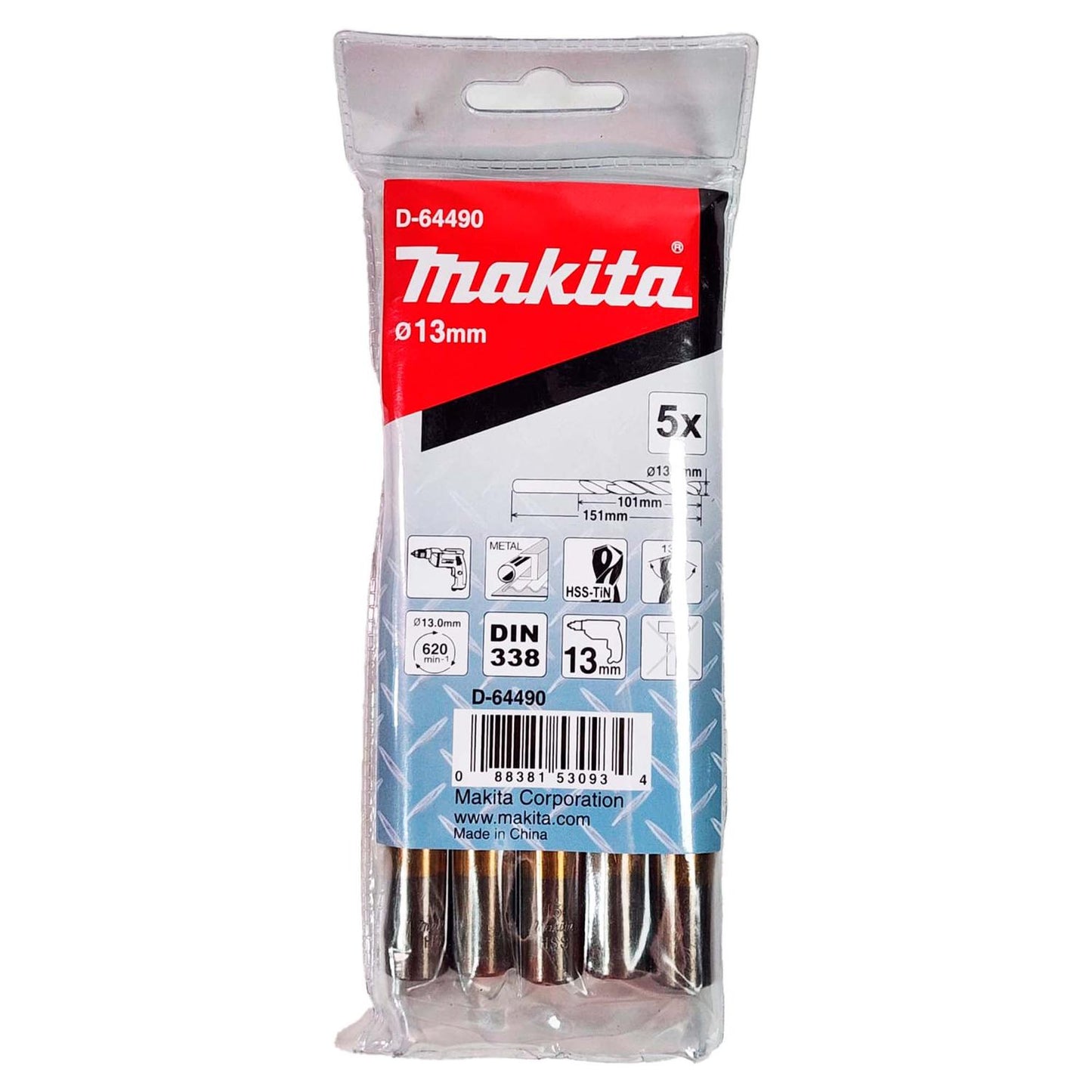 Brocas Metal HSS - TiN 13x151mm 5 Pzas - Makita - Herram.cl