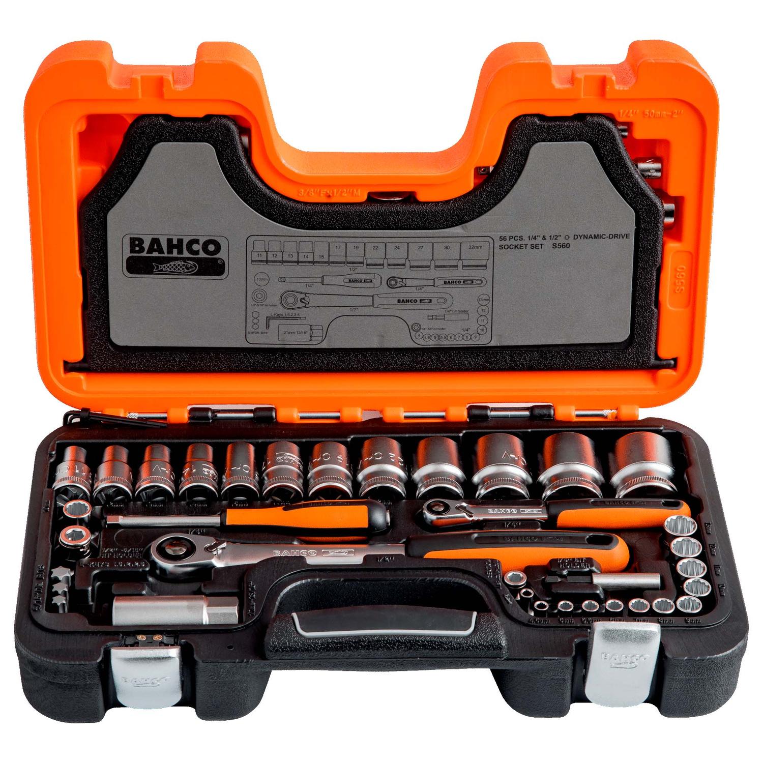 Juego de Dados 1/4'' y 1/2'' Bi - hexagonal 56 Pzas - Bahco - Herram.cl