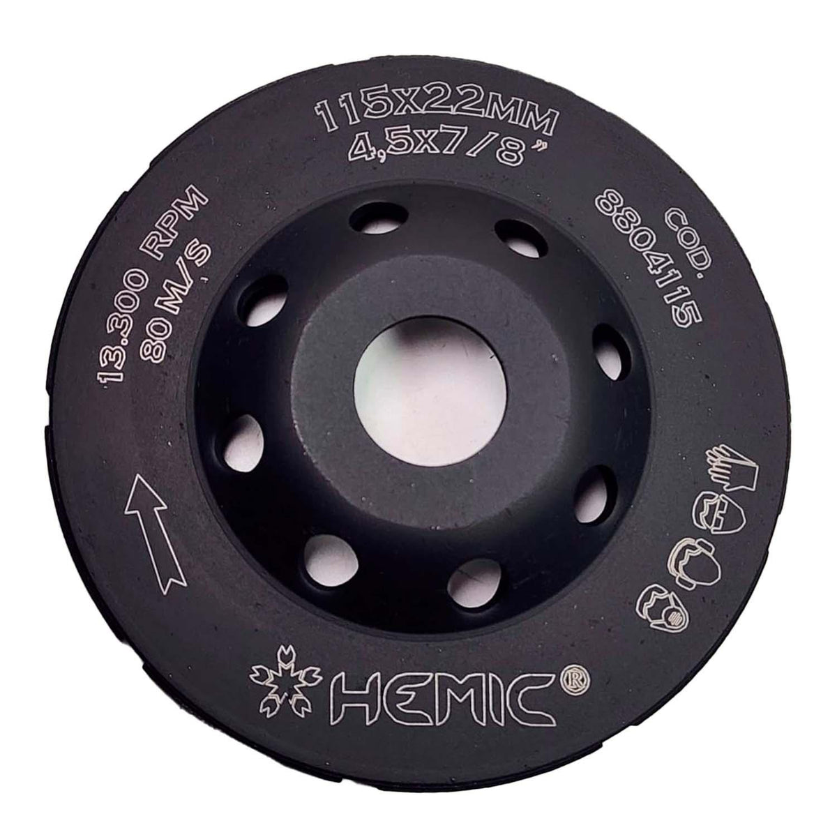 Copa Diamantada Doble Segmento 115x22,23mm - HEMIC - Herram.cl
