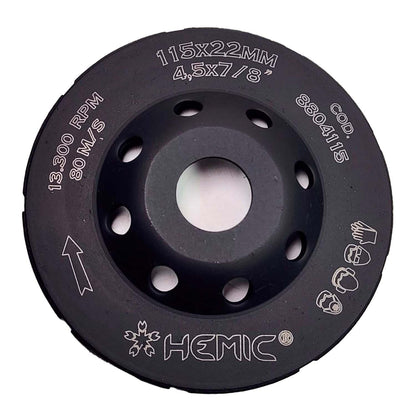 Copa Diamantada Doble Segmento 115x22,23mm - HEMIC - Herram.cl