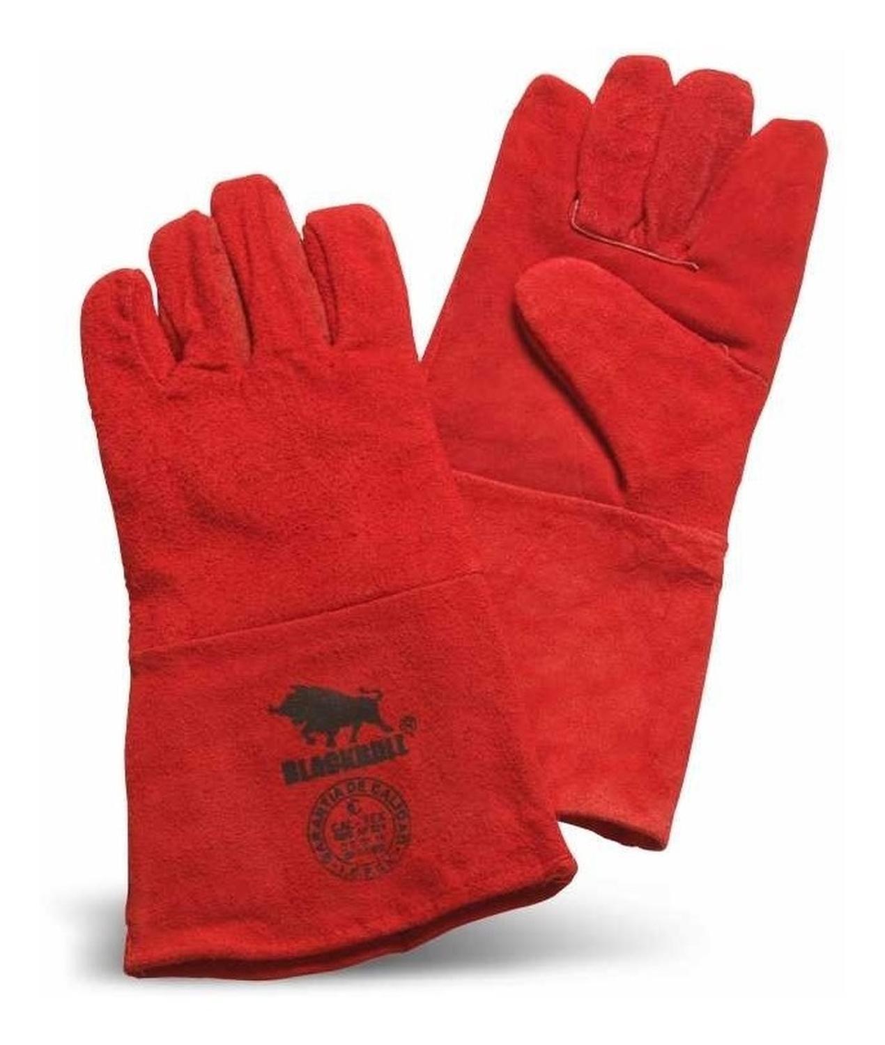 Guante Soldador Cuero Nacional Rojo 14'' - Black Bull - Herram.cl