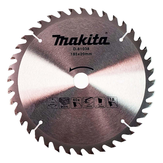 Disco Sierra Circular Makita Madera 185mm 40D D-81038 - Herram.cl