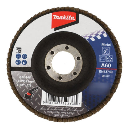 10 Discos Flap Metal 115mm (4 - 1/2'') G60 Curvo Makta D - 63448 - Herram.cl