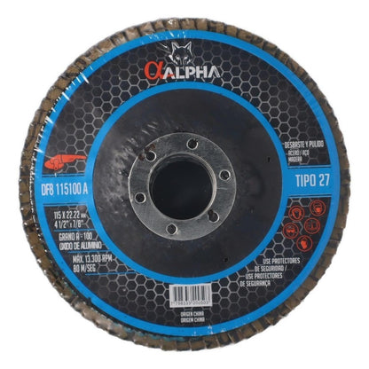 Disco Flap Traslapado 115mm (4 - 1/2'') Alpha Pro - Herram.cl