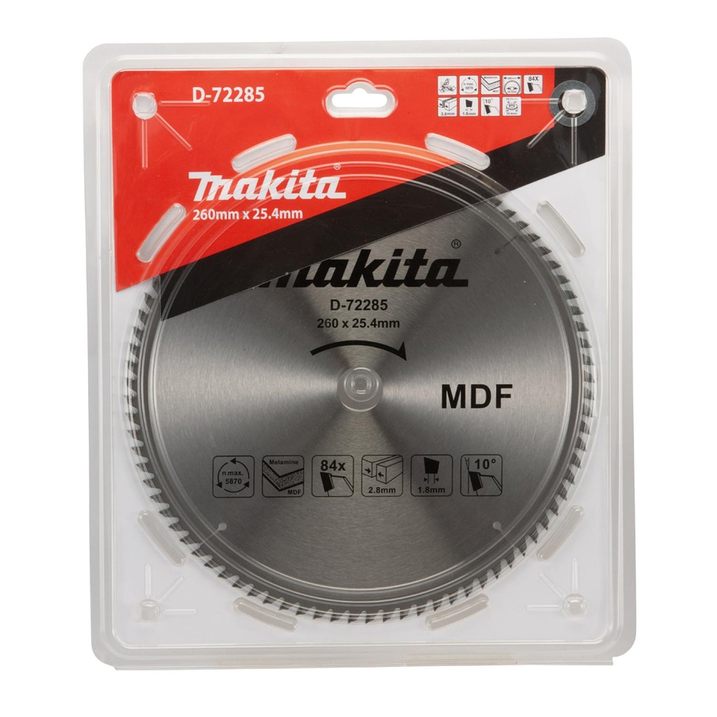 Disco Sierra Melamina (10 - 1/4'') 260x25,4mm 84 D - Makita - Herram.cl