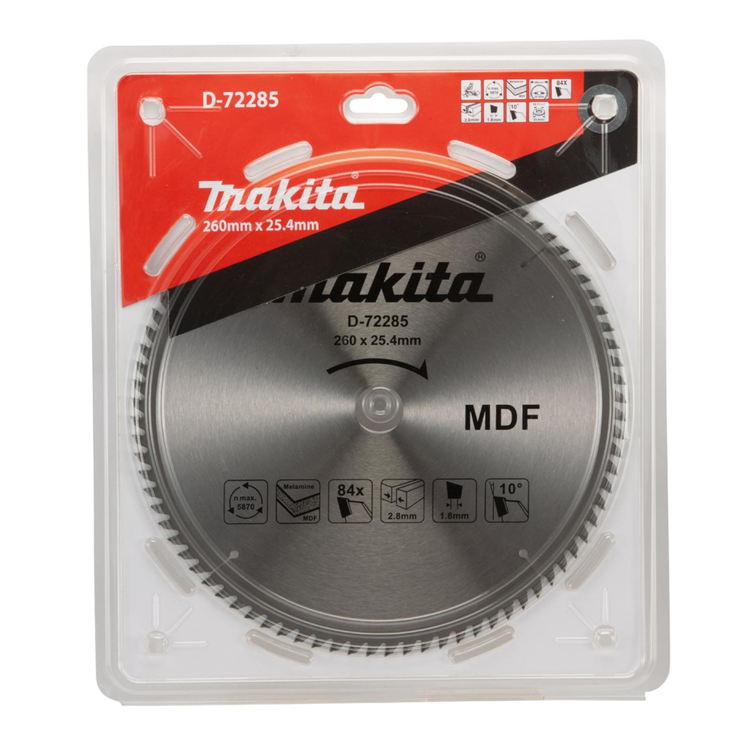 Disco Sierra Melamina (10 - 1/4'') 260x25,4mm 84 D - Makita - Herram.cl
