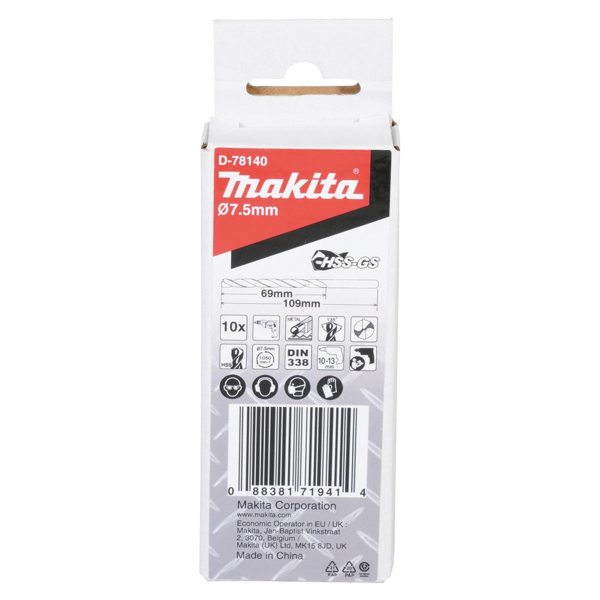 Pack Broca Para Metal HSS-GS 7.5x109mm 10 Pzas - Makita - Herram.cl